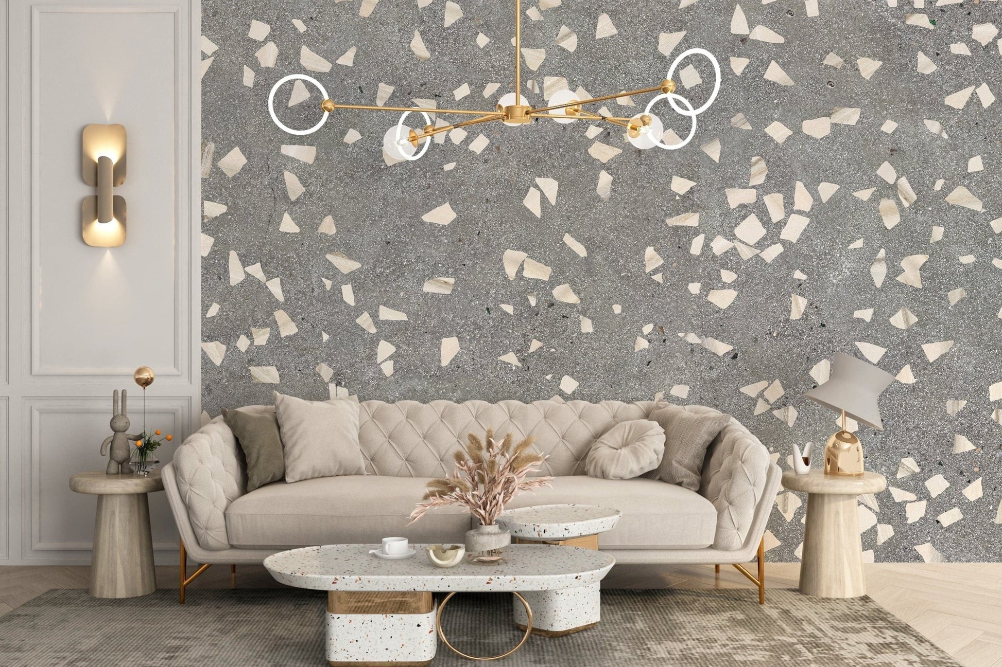 Gray Terrazzo Tile Wallpaper Mural - Giffywalls A830