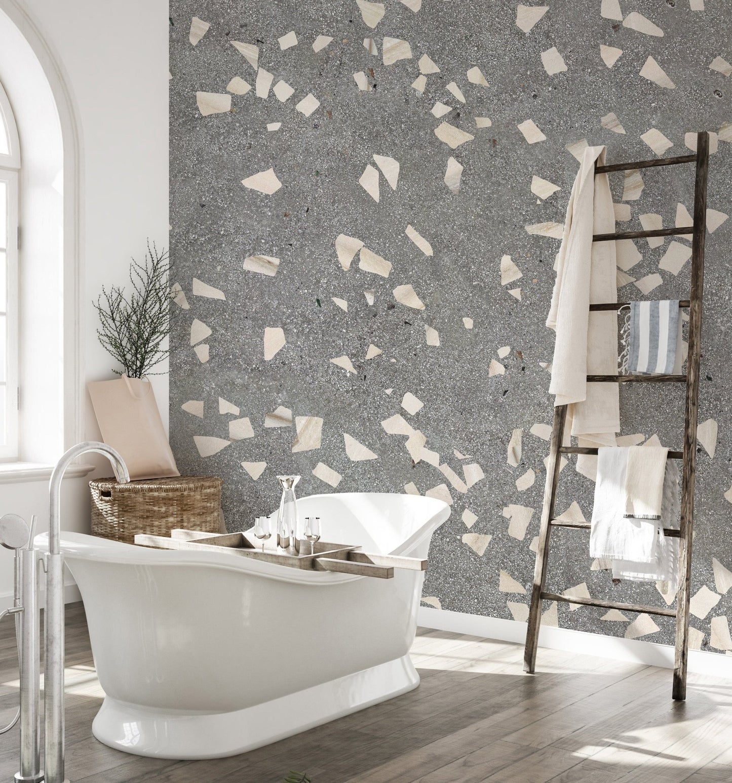 Gray terrazzo peel-and-stick wall mural
A830