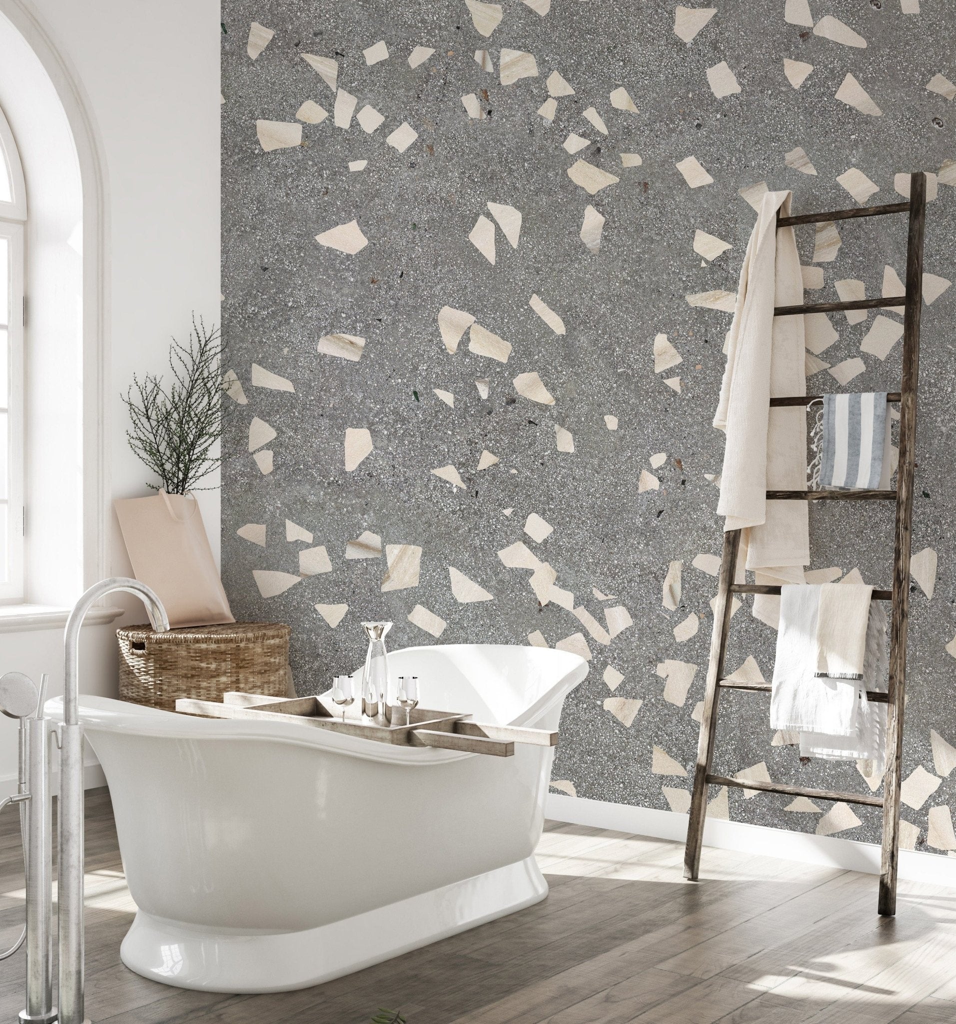 Gray terrazzo peel-and-stick wall mural
A830