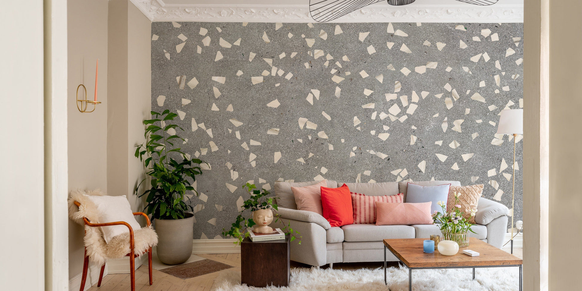 Gray terrazzo mural for elegant walls
