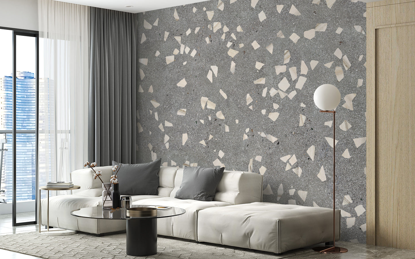 Gray Terrazzo Tile Wallpaper Mural - Giffywalls