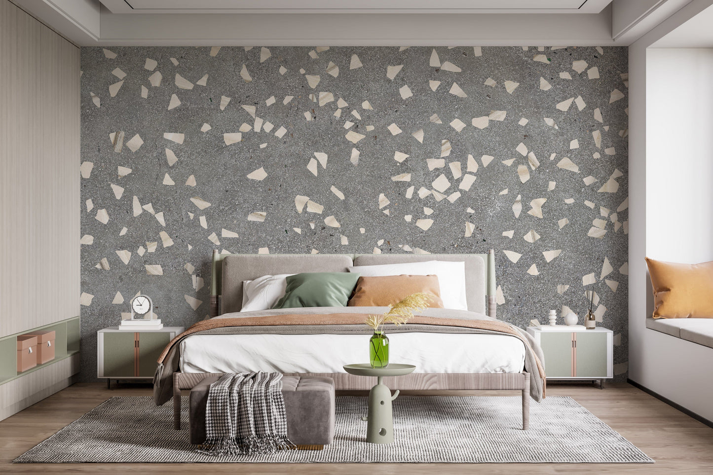 Gray Terrazzo Tile Wallpaper Mural - Giffywalls
