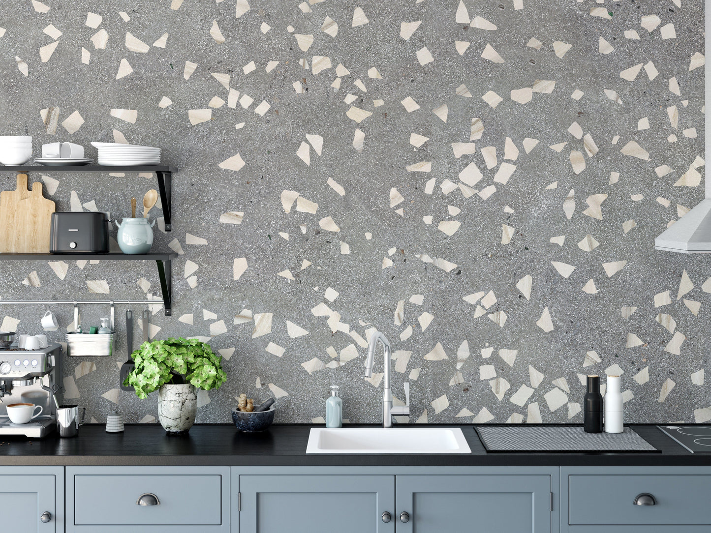 Modern gray terrazzo wallpaper elegance
