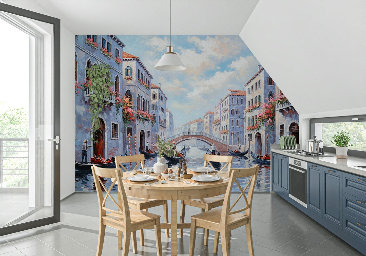Mural wallpaper capturing a romantic night scene


