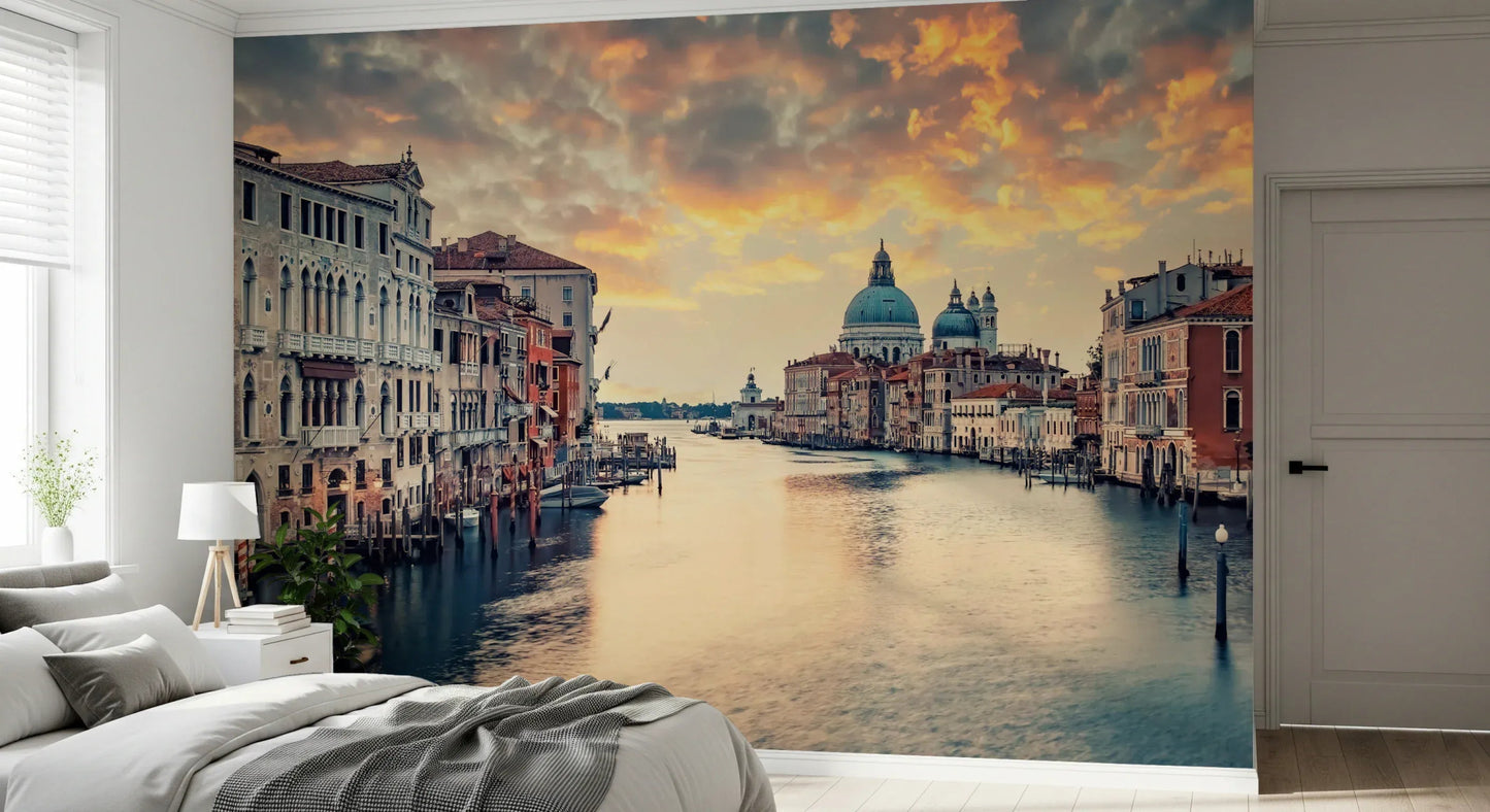 Venetian Twilight wall mural showing historic architecture in a home office., GD8020