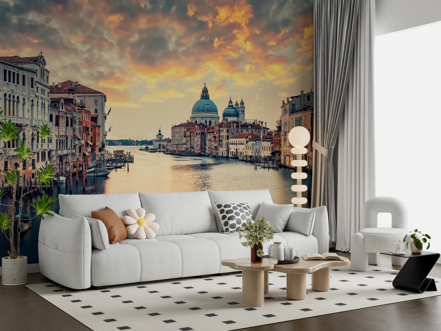 Venetian Twilight wall mural featuring a stone bridge in a hallway., GD8020