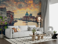 Venetian Twilight wall mural featuring a stone bridge in a hallway., GD8020