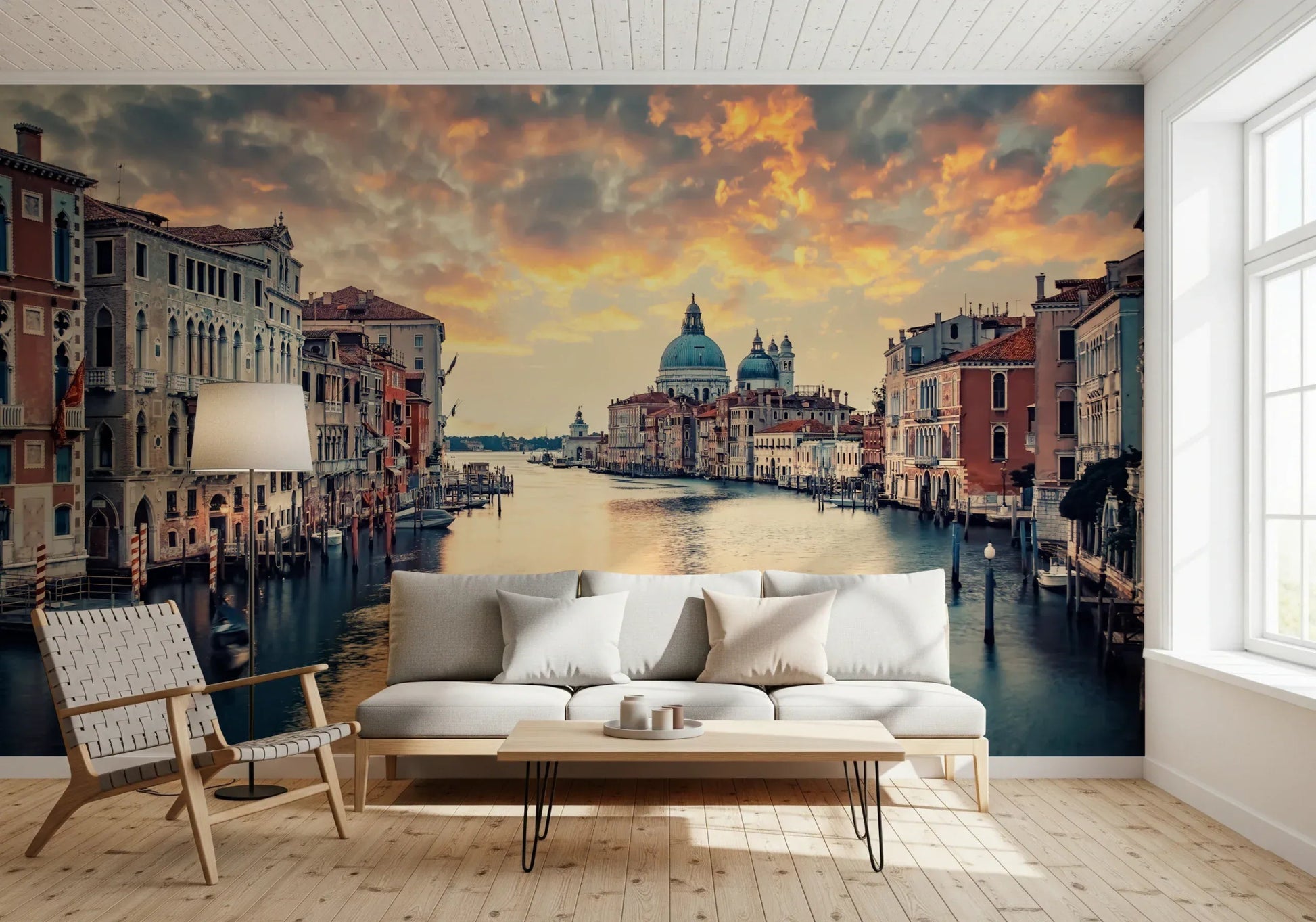 Evening cityscape Venetian Twilight wall mural in a minimalist apartment., GD8020