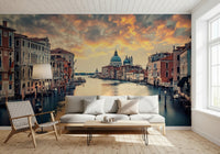 Evening cityscape Venetian Twilight wall mural in a minimalist apartment., GD8020