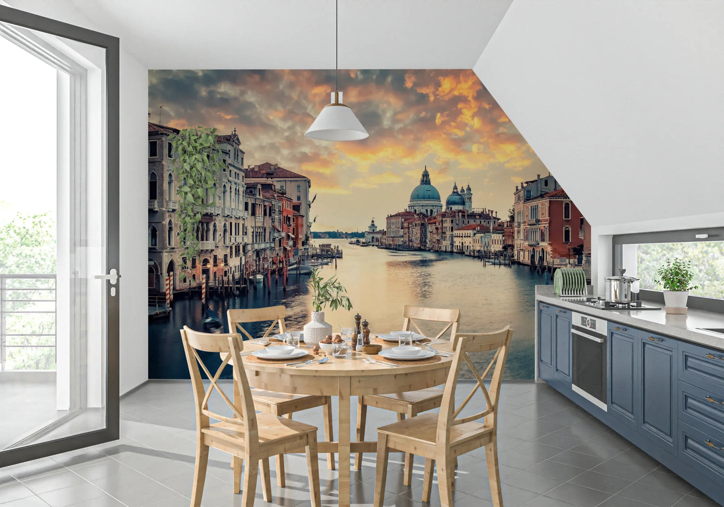 Serene canal reflections on a Venetian Twilight wall mural for a bedroom., GD8020