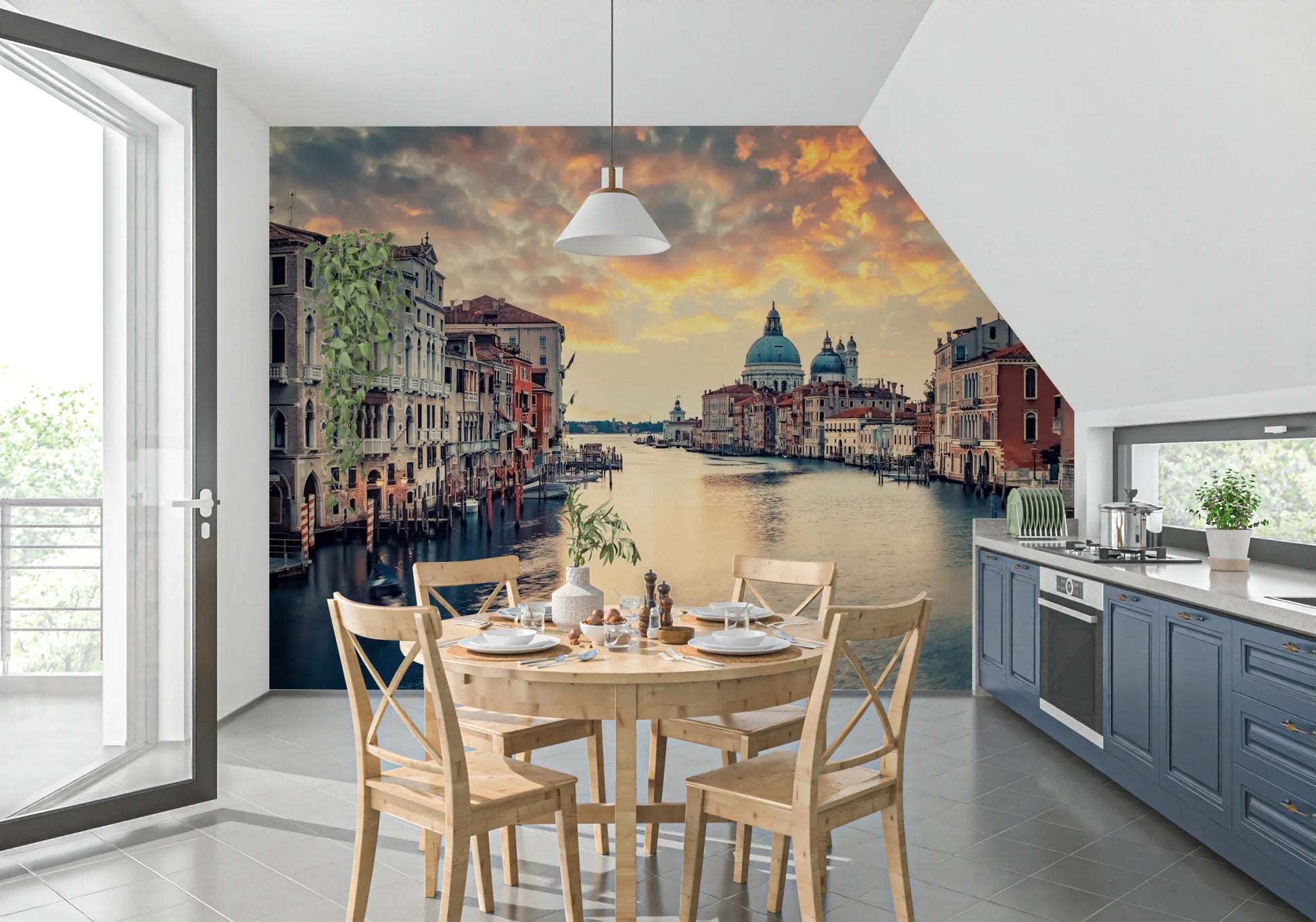 Serene canal reflections on a Venetian Twilight wall mural for a bedroom., GD8020