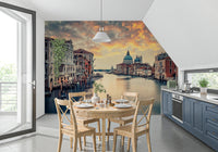 Serene canal reflections on a Venetian Twilight wall mural for a bedroom., GD8020