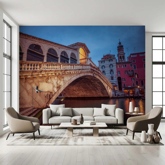 Venice at Dusk wall mural showing Venetian bridge detail and blue evening sky