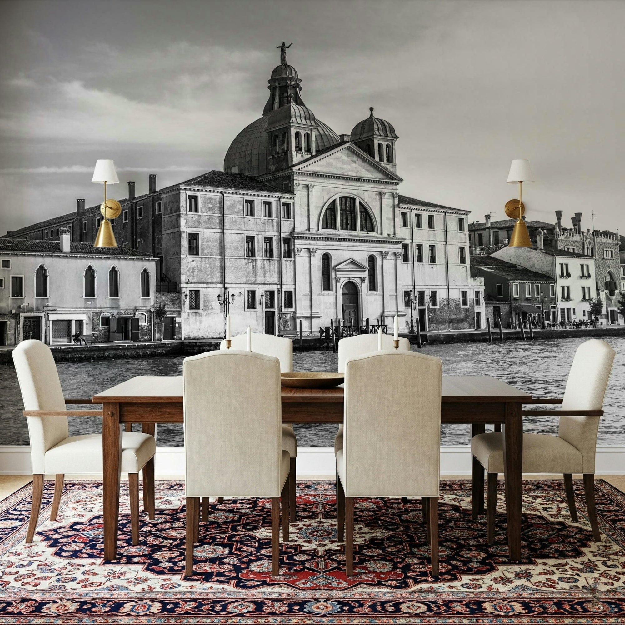 Italian city view wallpaper in a bright and modern dining area., GD7731