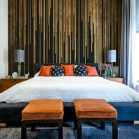 Swirling clouds on a wall mural.

