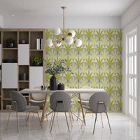Verdant Fan Pattern wallpaper with soft green tones and clean arrangement