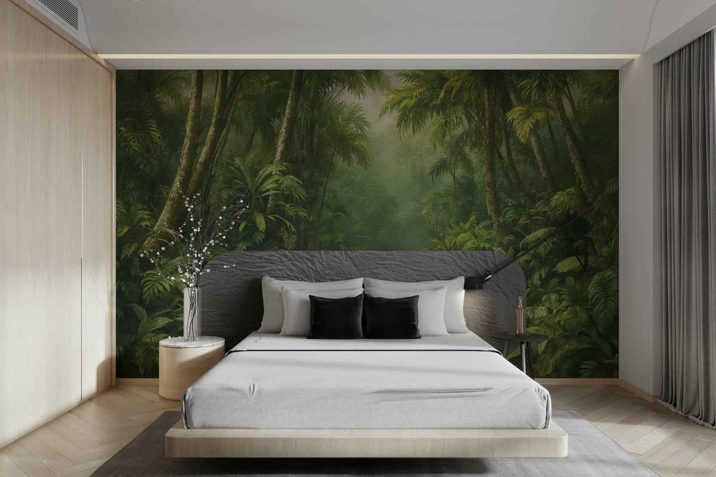 Sunlight is filtering through the leaves and branches, creating dappled light.
