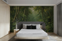 Sunlight is filtering through the leaves and branches, creating dappled light.
