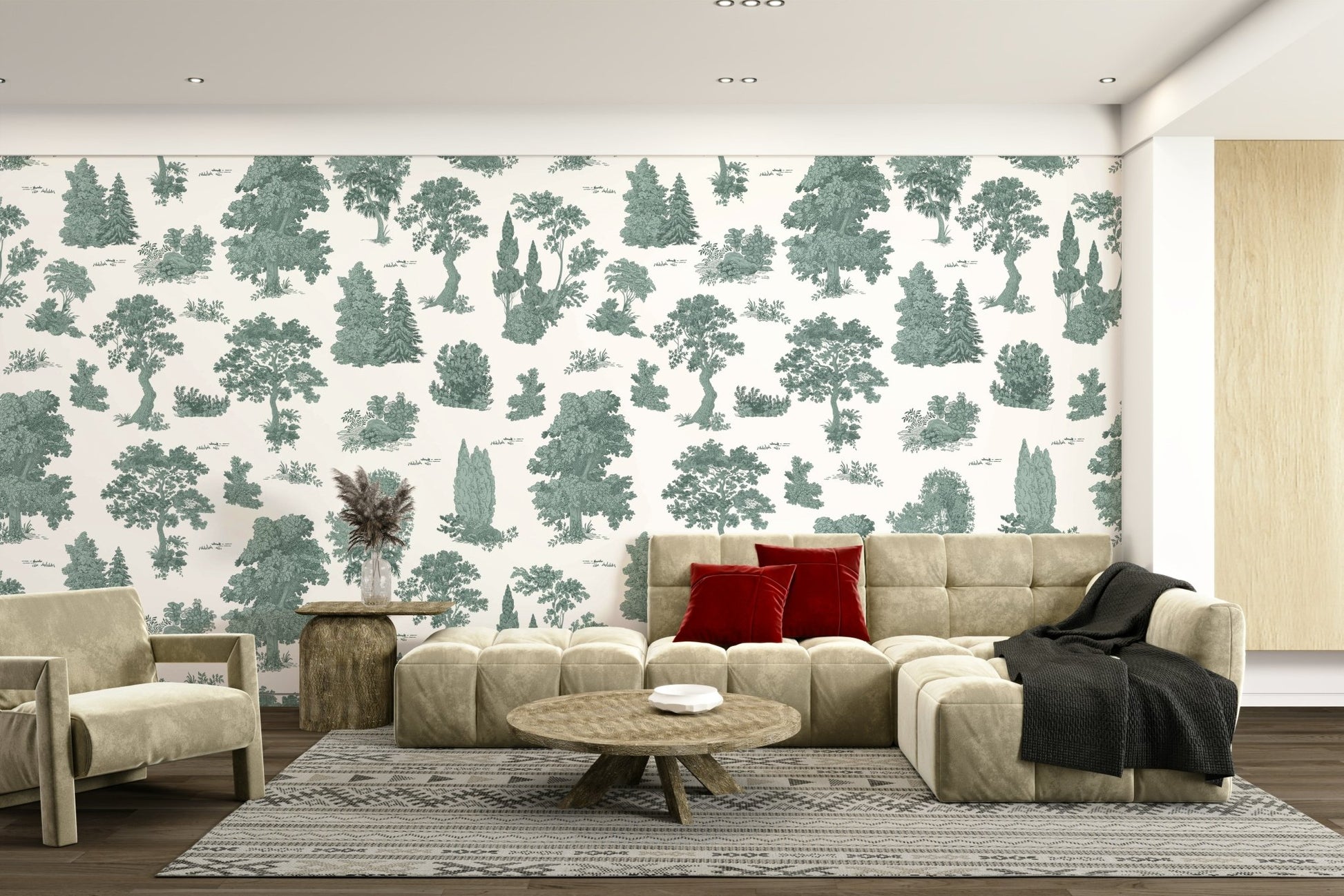 Wall mural showing a quiet forest scene

