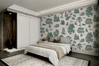 Wall decor showing a tranquil woodland

