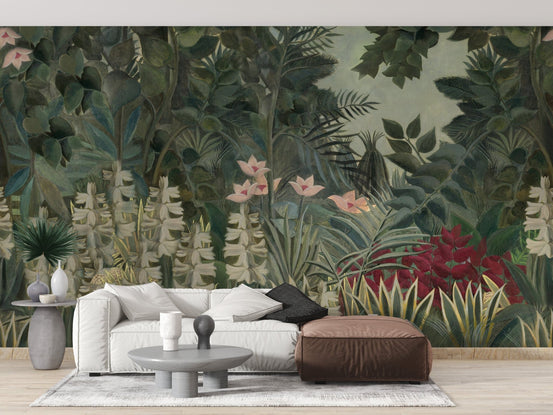 Green watercolor forest wallpaper mural A403
