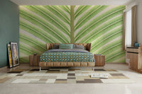 Lush green leaves forming subtle stripes or flowing patterns.

