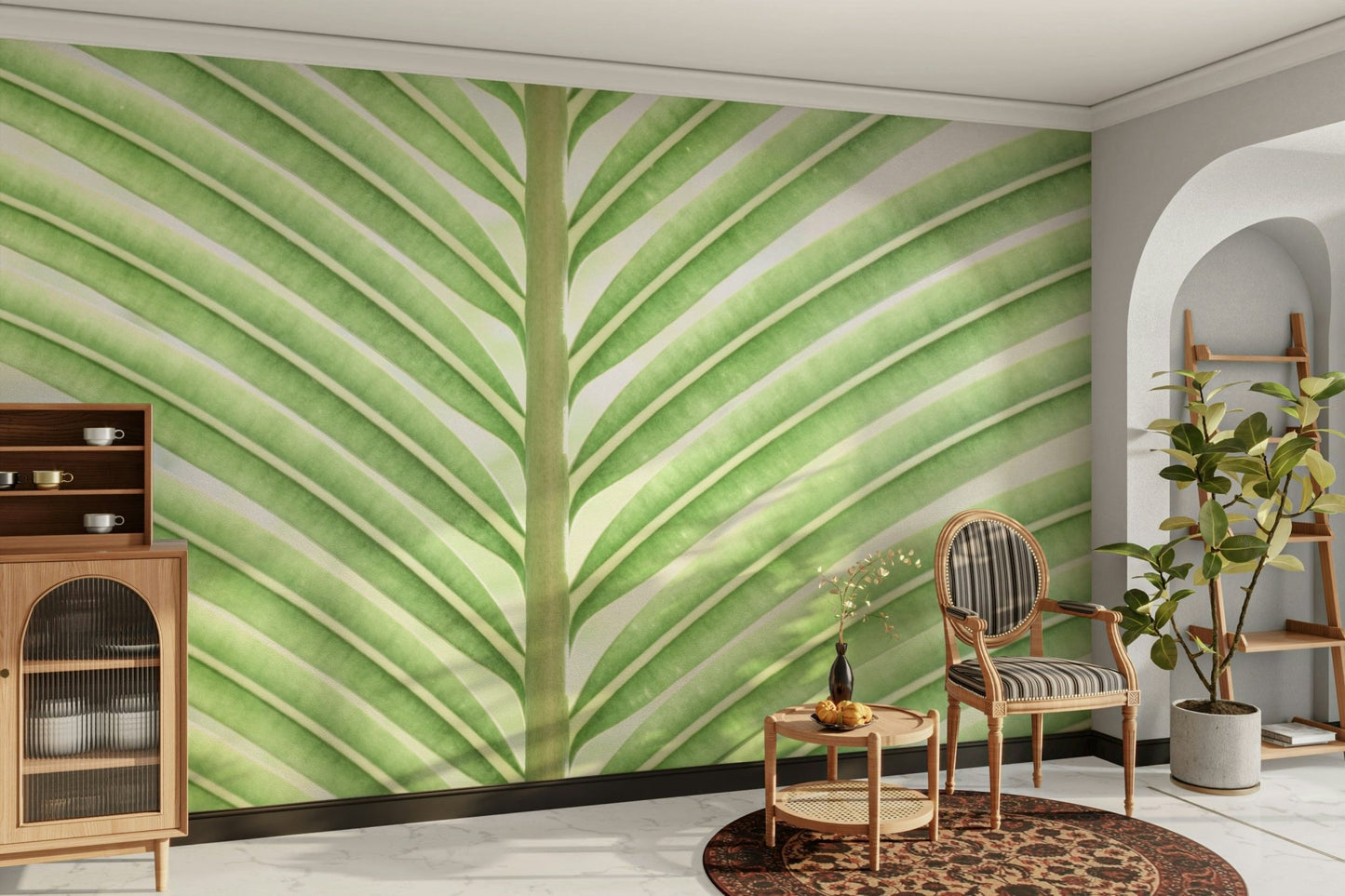 Evokes a tropical forest or serene botanical garden.

