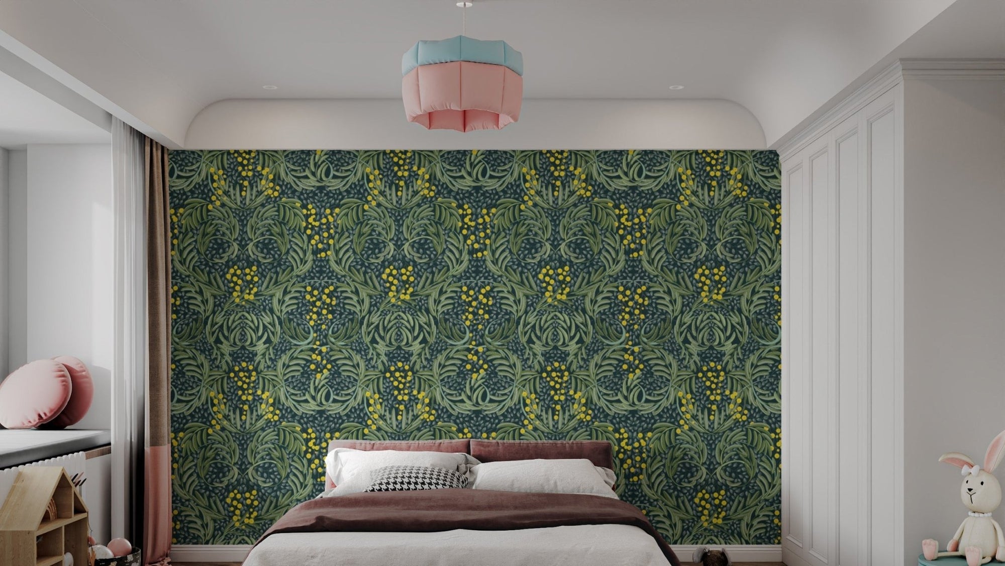 Verdant Mosaic Floral Wallpaper, AN86