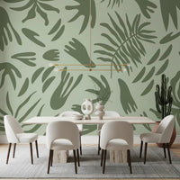 Dining area interior featuring Verdant Shapes Harmony Wall Mural design, GD9164