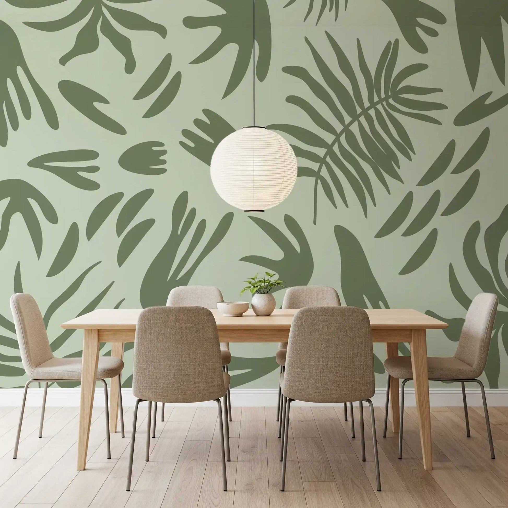 Muted green leaf forms create the Verdant Shapes Harmony look, GD9164