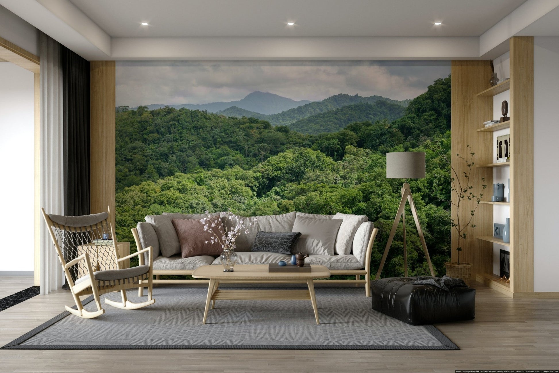 An artistic verdant hillside mural on scenic wallpaper., GD5126