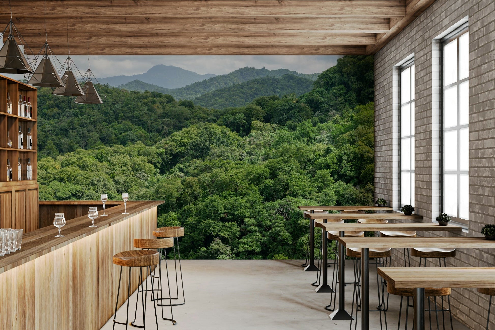 A contemplative lush jungle wallpaper mural for a feature wall., GD5126