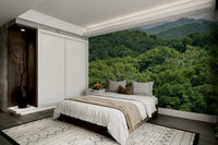 A peaceful green landscape mural on decorative wallpaper., GD5126