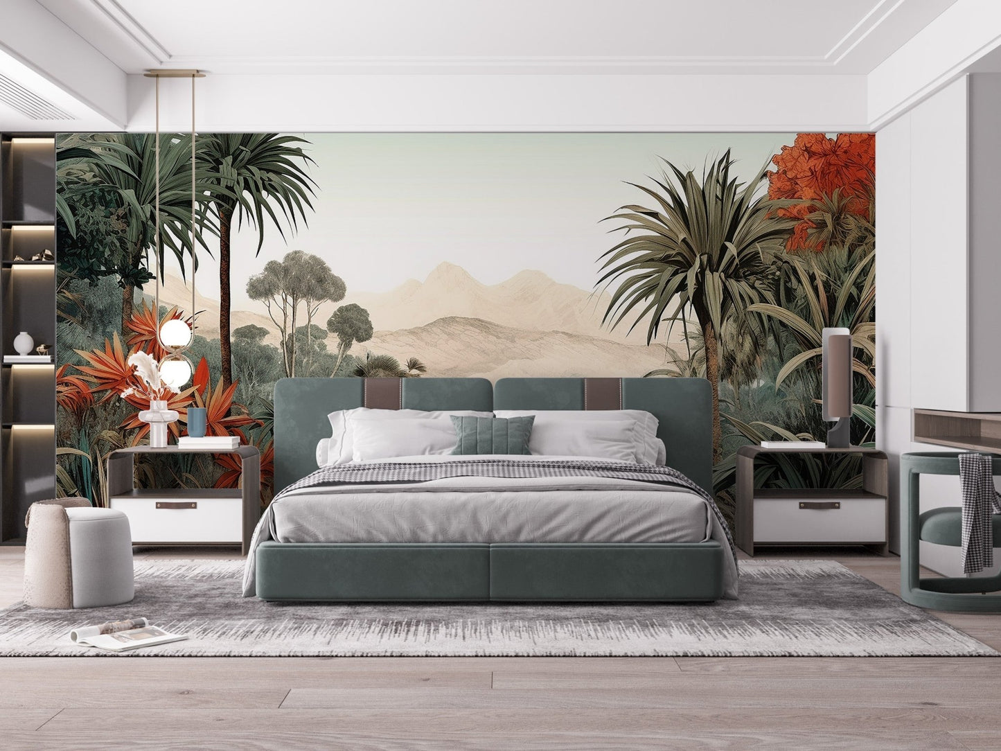 Verdant Valley Vintage Tropical Flora Mural - Giffywalls B800