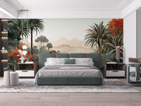 Verdant Valley Vintage Tropical Flora Mural - Giffywalls B800
