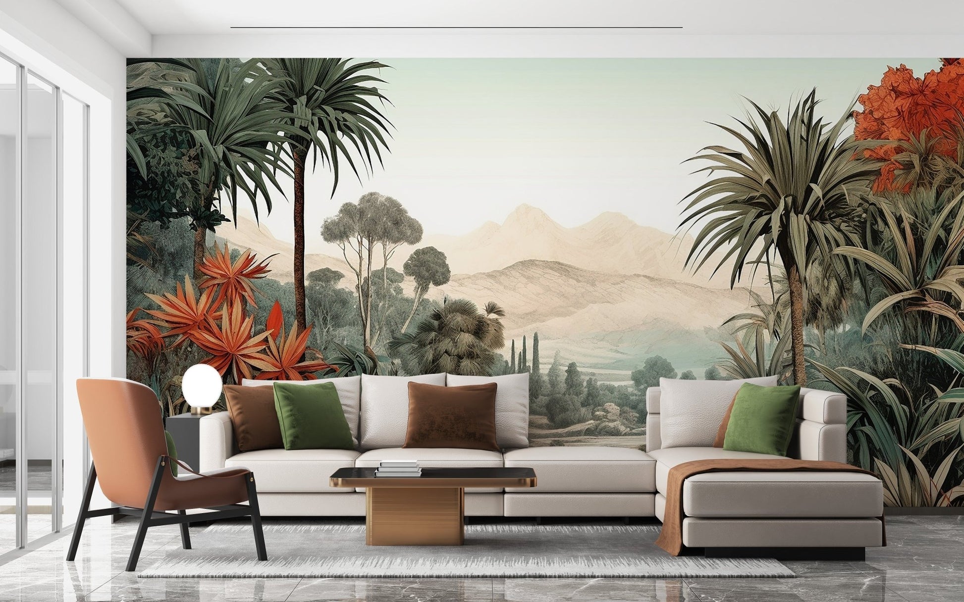 Verdant Valley Vintage Tropical Flora Mural - Giffywalls B800