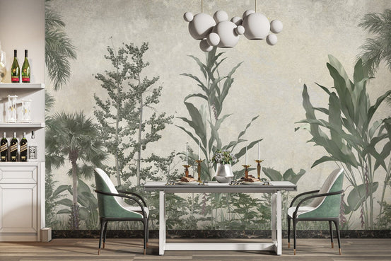 Elegant Verdant Valleys wallpaper mural for dining room decor., C236