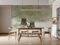 A calming abstract design wallpaper mural that defines a space.