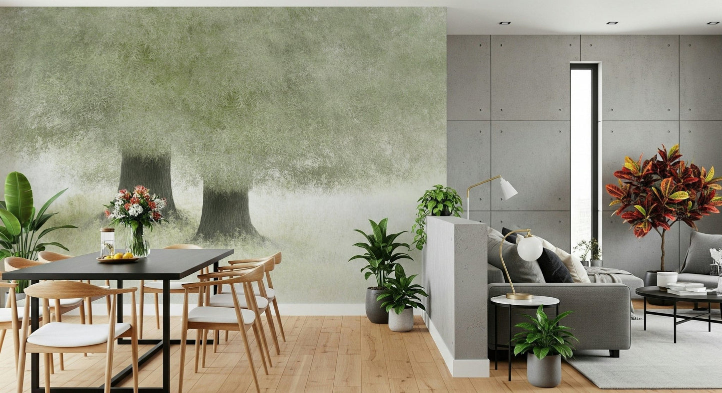 An artistic minimalist form mural for home decor.
