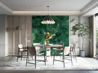 A graceful subtle pattern wall mural in rich, dark green tones.