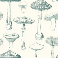 Airy mushroom pattern from Study wallpaper with green outlines