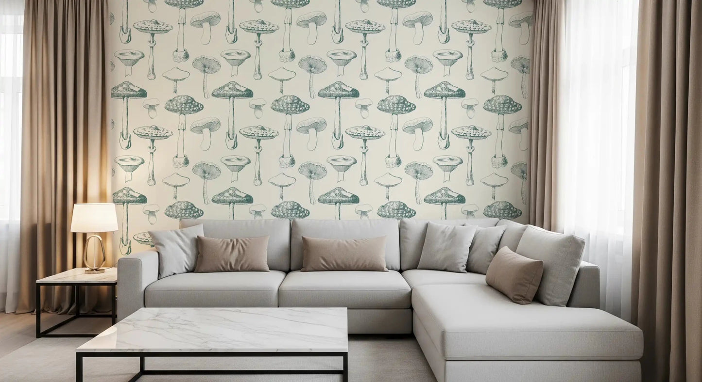 Delicate botanical detail in Spore Study wallpaper repeat