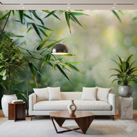 Tropical bamboo branch wallpaper mural design