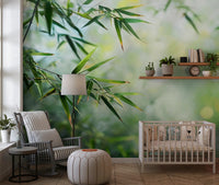 Outdoor inspired bamboo leaf wall art mural