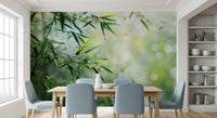 Realistic bamboo leaf wallpaper for bathroom
