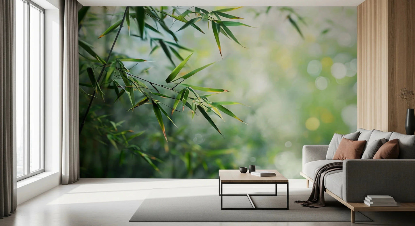 High-definition green botanical wallpaper mural