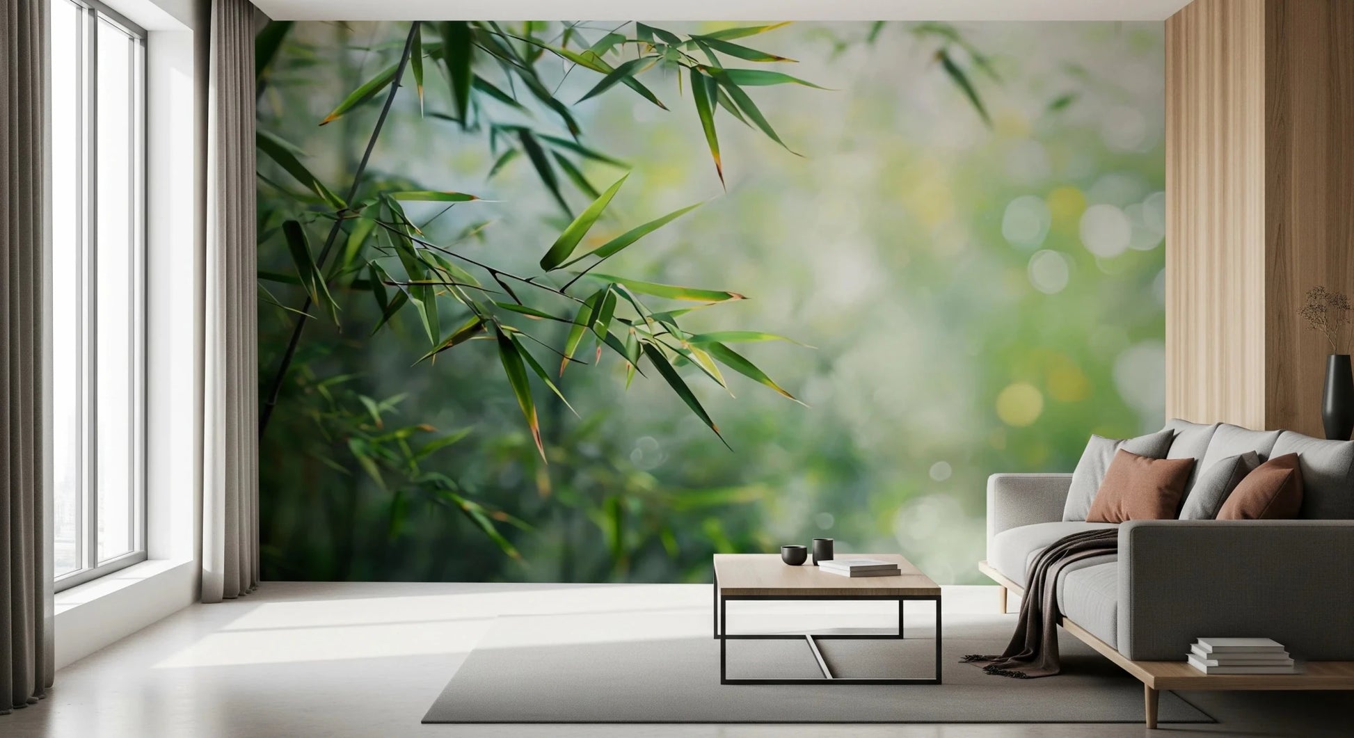 High-definition green botanical wallpaper mural