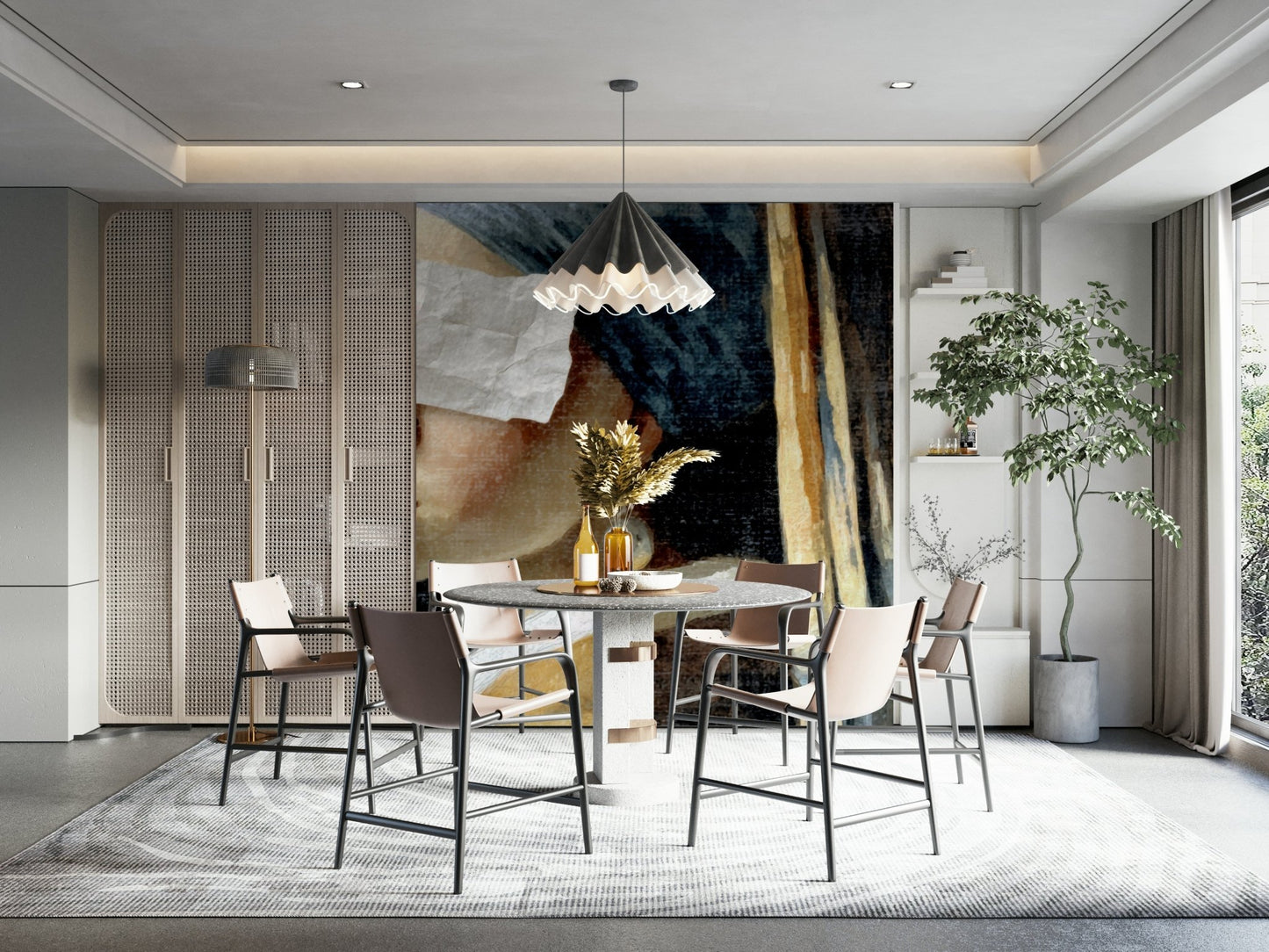 The design shows the classic portrait reimagined in a playful way.

