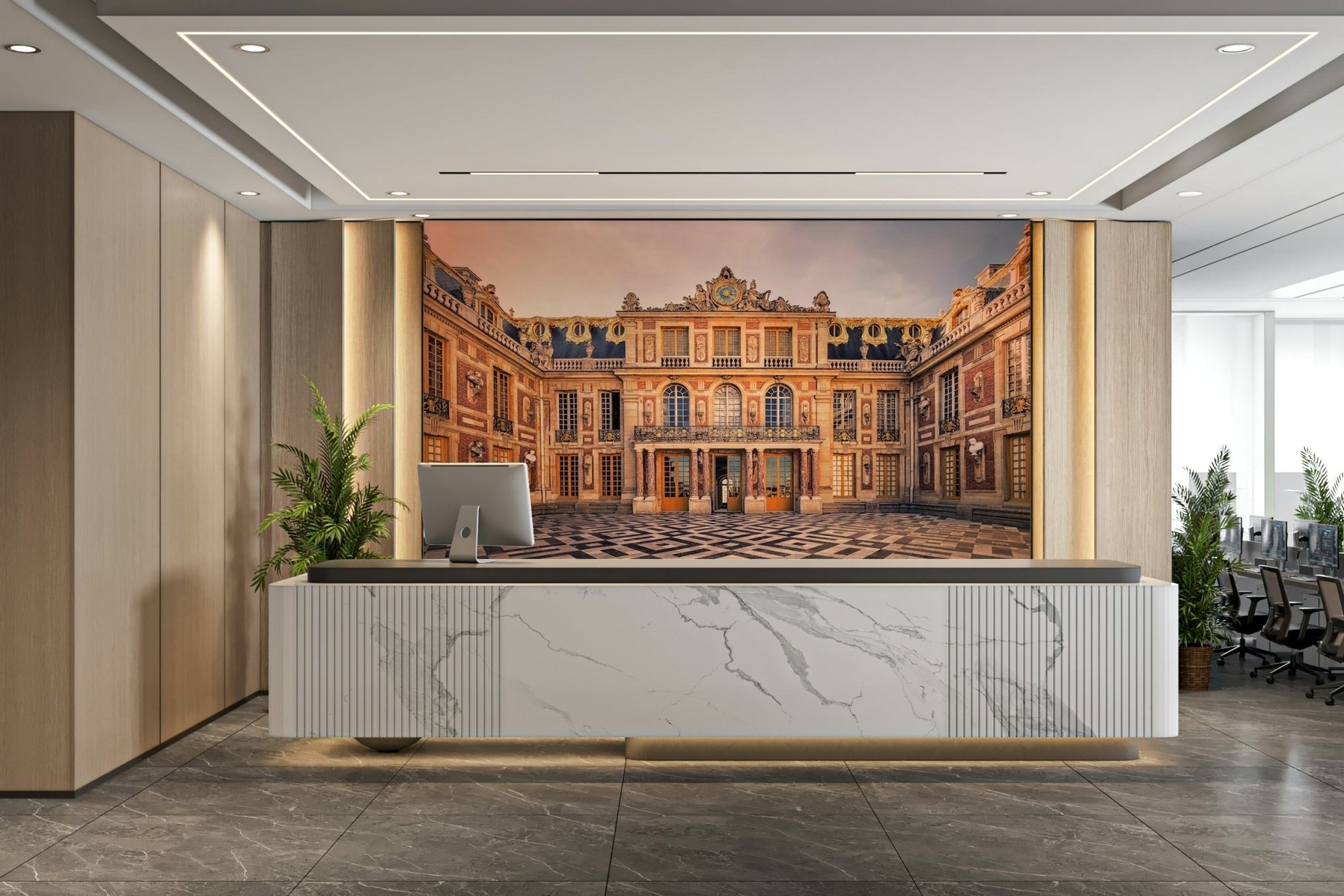Royal Versailles Majesty Wall Mural showing marble courtyard GD5028
