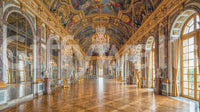 Marble columns and gilt detail frame each archway in this Hall of Mirrors wall mural.GD9530